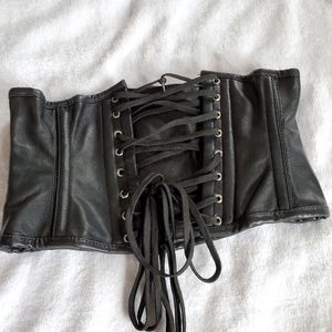 Steel Boned Underbust Waspie Leather Mini-corset